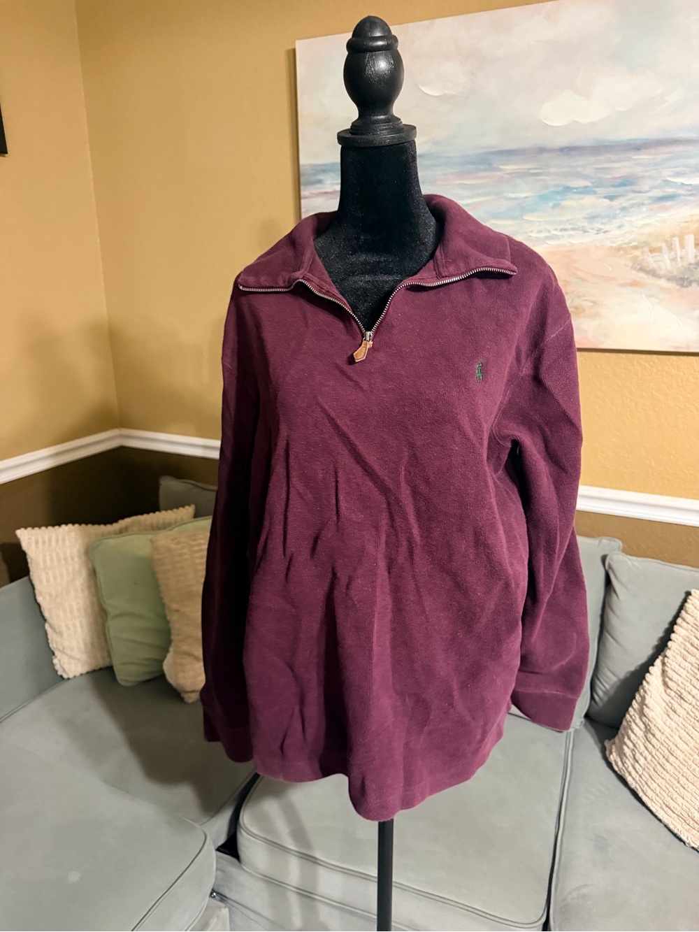 Ralph Lauren Men's Zip Pullover Sweater in Plum